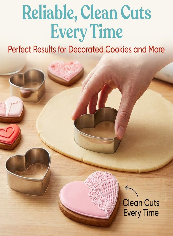 Bakerpan Heart Cookie Cutter Set - 6 Pcs Valentine Heart Shaped Cookie Cutter for Baking Decorations for Cookies, Stainless Steel, Fondant, & Biscuit Making - Image 3