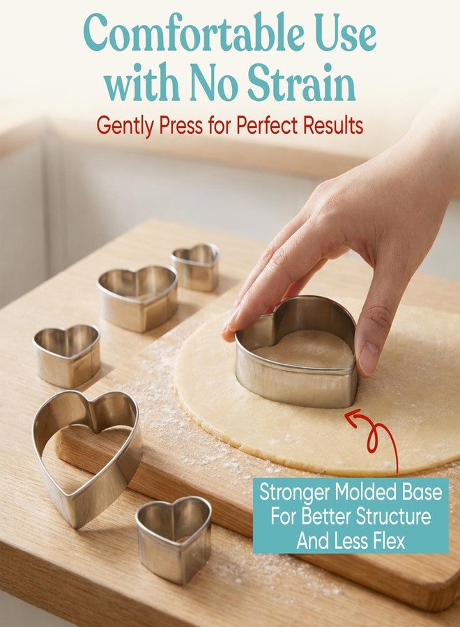 Bakerpan Heart Cookie Cutter Set - 6 Pcs Valentine Heart Shaped Cookie Cutter for Baking Decorations for Cookies, Stainless Steel, Fondant, & Biscuit Making - Image 5