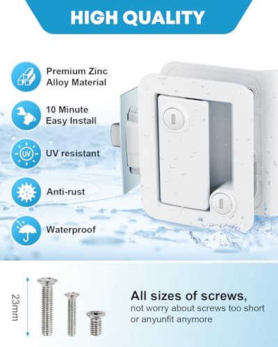 Kohree Upgraded RV Door Lock Replacement with Paddle Deadbolt, Camper Door Handle Latch, 100% Zinc Alloy RV Travel Trailer Entry Door Lock with Keys for Camper Horse Trailer Cargo Hauler, White - Image 5