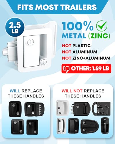 Kohree Upgraded RV Door Lock Replacement with Paddle Deadbolt, Camper Door Handle Latch, 100% Zinc Alloy RV Travel Trailer Entry Door Lock with Keys for Camper Horse Trailer Cargo Hauler, White - Image 3