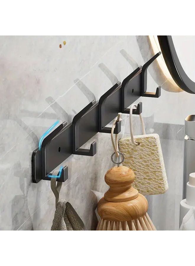 Black Heavy Duty Double Layer Wall Hook Rack 3 Hooks Organizer For Clothes Hats Umbrellas Keys - Image 5