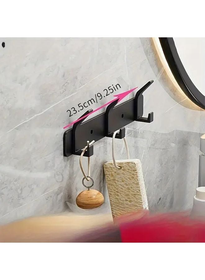 Black Heavy Duty Double Layer Wall Hook Rack 3 Hooks Organizer For Clothes Hats Umbrellas Keys - Image 1