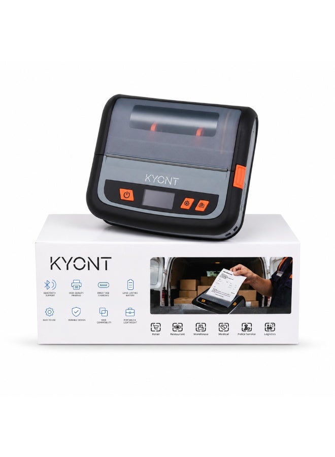 KYONT SI-P816 Mobile Thermal Receipt Printer, Bluetooth & USB Portable POS Printer, 4 Inch Wireless Receipt Printer with 2550mAh Rechargeable Battery, Compatible with Android iOS Windows