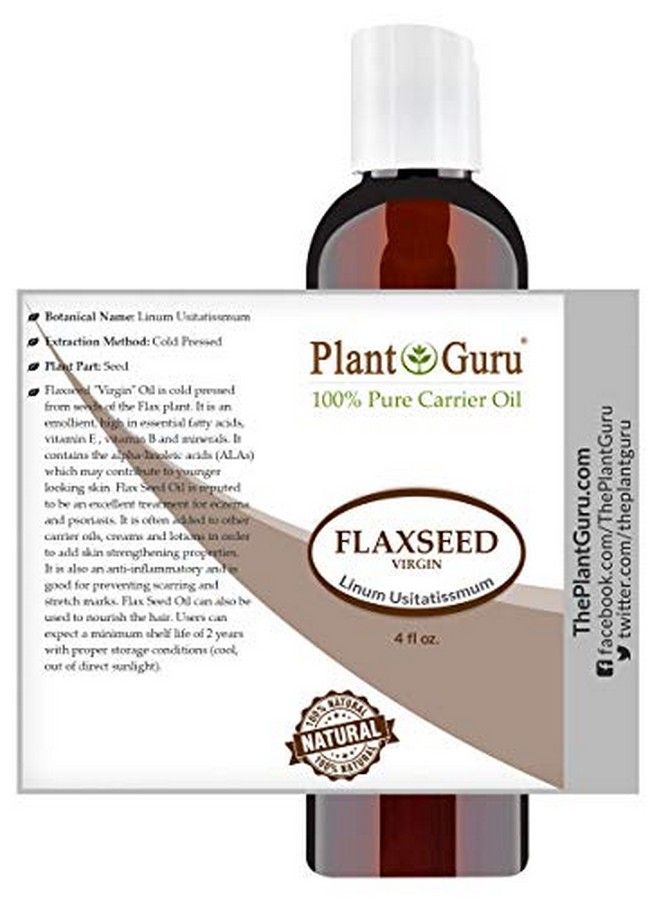 Plant Guru Flaxseed Oil 4 Oz Virgin Unrefined Cold Pressed 100% Pure Natural Carrier Skin Body And Face. Great For Psoriasis Dyi Creams Lotions And Lip Balms. - Image 3
