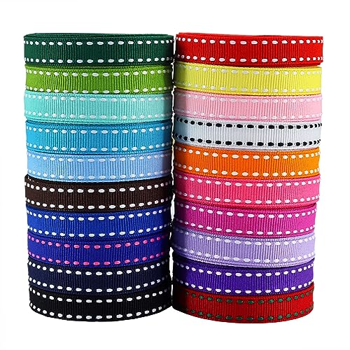 BAORJCT 3/8" White Jump Point Grosgrain Ribbons, Perfect for Gift Wrapping Crafts Party Wedding Birthday Decoratio, DIY Crafts Bow Hair Headband Accessories Assorted Ribbon 40yd(20x2yd) - Image 1