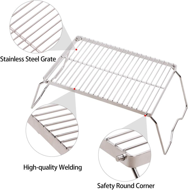 CAMPMAX Campfire Grill 304 Stainless Steel Grate, Folding Camping Grill Heavy Duty with Carrying Bag, Medium - Image 4