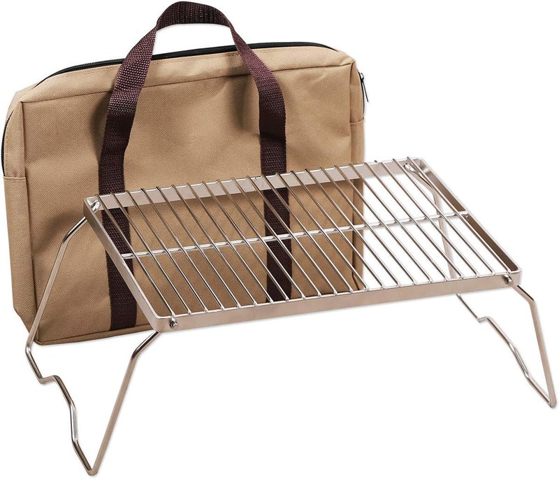 CAMPMAX Campfire Grill 304 Stainless Steel Grate, Folding Camping Grill Heavy Duty with Carrying Bag, Medium - Image 1