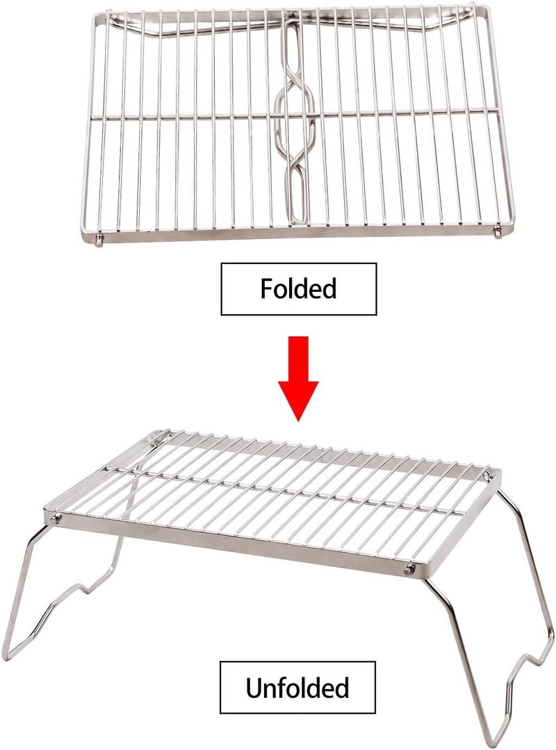 CAMPMAX Campfire Grill 304 Stainless Steel Grate, Folding Camping Grill Heavy Duty with Carrying Bag, Medium - Image 3