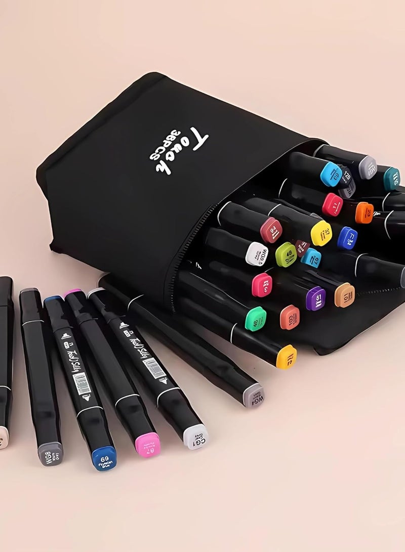 Touch Twisoo Dual Tip Art Markers with Carrying Case – Odorless & Non-Toxic Twin Head Permanent Colouring Marker Pens for Kids, Adults & Beginners for Painting, Sketching, Drawing, Calligraphy (36 Pcs) - Image 1