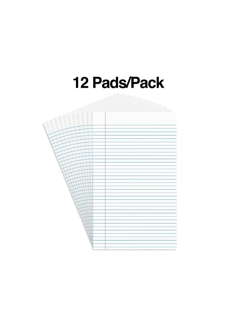 Staples STAPLES 185322 812Inch x 14Inch White GlueTop Notepad Wide Ruled 12Pack Office Product  - Image 1
