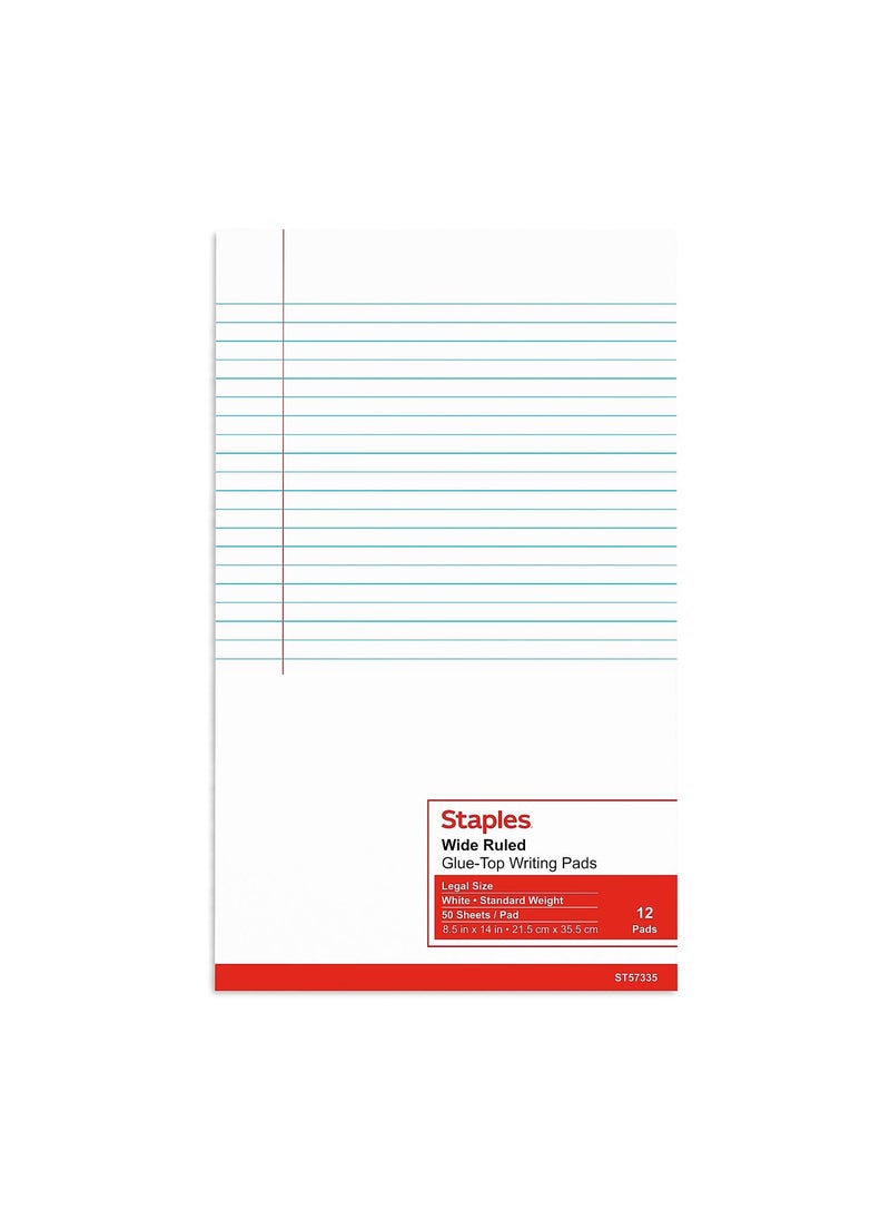 Staples STAPLES 185322 812Inch x 14Inch White GlueTop Notepad Wide Ruled 12Pack Office Product  - Image 3