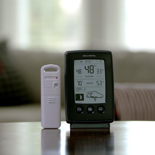 AcuRite Digital Weather Forecaster with Indoor/Outdoor Temperature, Humidity, and Moon Phase (00829), Black - Image 4