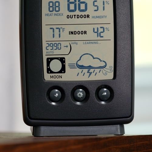 AcuRite Digital Weather Forecaster with Indoor/Outdoor Temperature, Humidity, and Moon Phase (00829), Black - Image 5