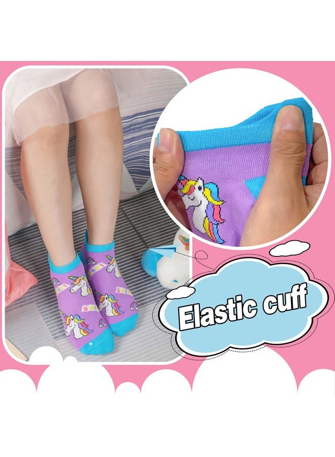 ANTSANG Kids Girls Toddlers Fuzzy Socks with Grips Non Slip Slipper Socks Fluffy Cozy Cabin Plush Warm Crew Socks 6 Pack, Unicorn, 8-12 years - Image 4