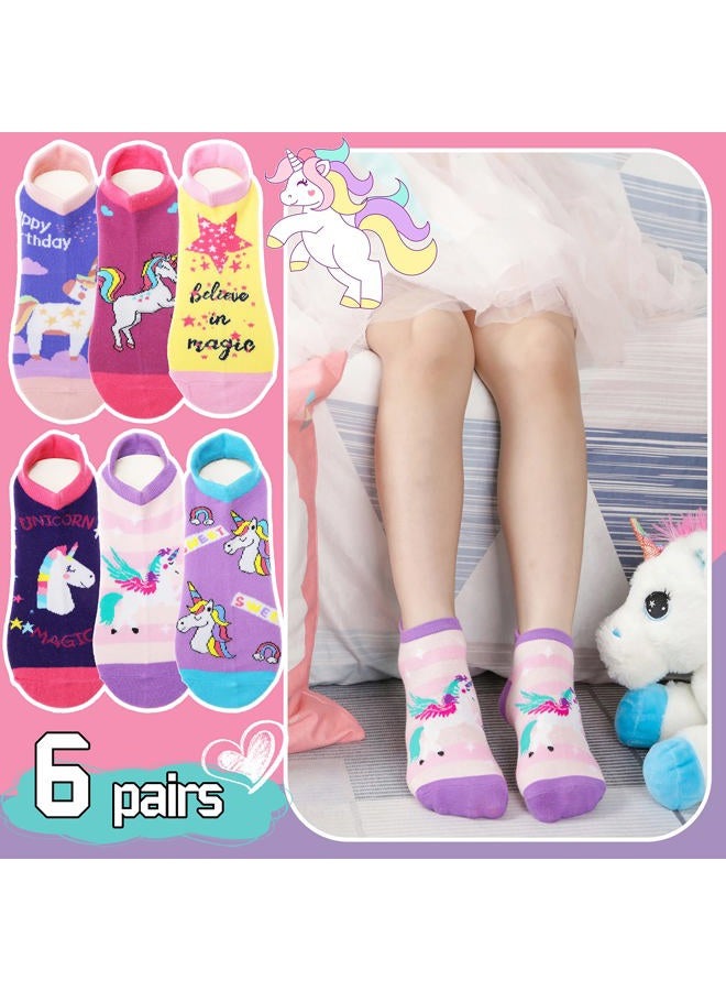 ANTSANG Kids Girls Toddlers Fuzzy Socks with Grips Non Slip Slipper Socks Fluffy Cozy Cabin Plush Warm Crew Socks 6 Pack, Unicorn, 8-12 years - Image 3
