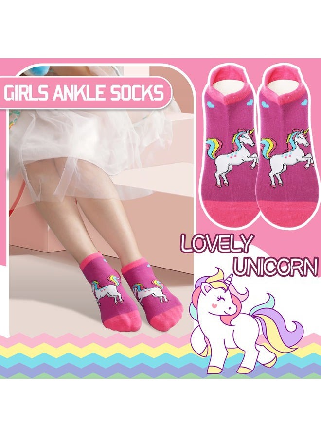 ANTSANG Kids Girls Toddlers Fuzzy Socks with Grips Non Slip Slipper Socks Fluffy Cozy Cabin Plush Warm Crew Socks 6 Pack, Unicorn, 8-12 years - Image 2
