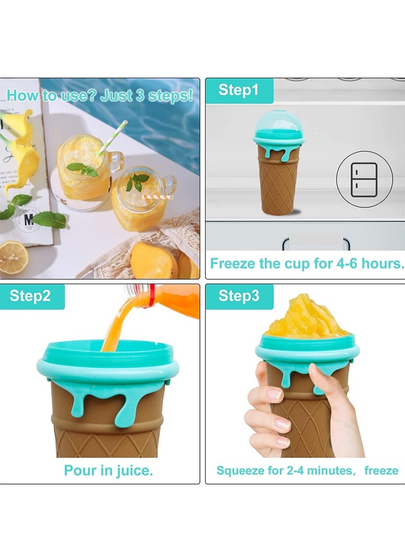 Slushie Maker Cup Magic Frozen Squeeze Ice Cup DIY Instant Icy Frozen Drinks in Moments Magic Quick Frozen Smoothies Cup Cooling Maker Cup Double Layer Silicone Slushies Squeeze Cup (Brown 16.9oz) - Image 3