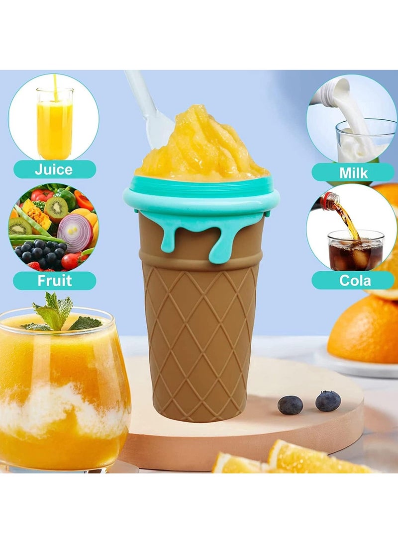 Slushie Maker Cup Magic Frozen Squeeze Ice Cup DIY Instant Icy Frozen Drinks in Moments Magic Quick Frozen Smoothies Cup Cooling Maker Cup Double Layer Silicone Slushies Squeeze Cup (Brown 16.9oz) - Image 4