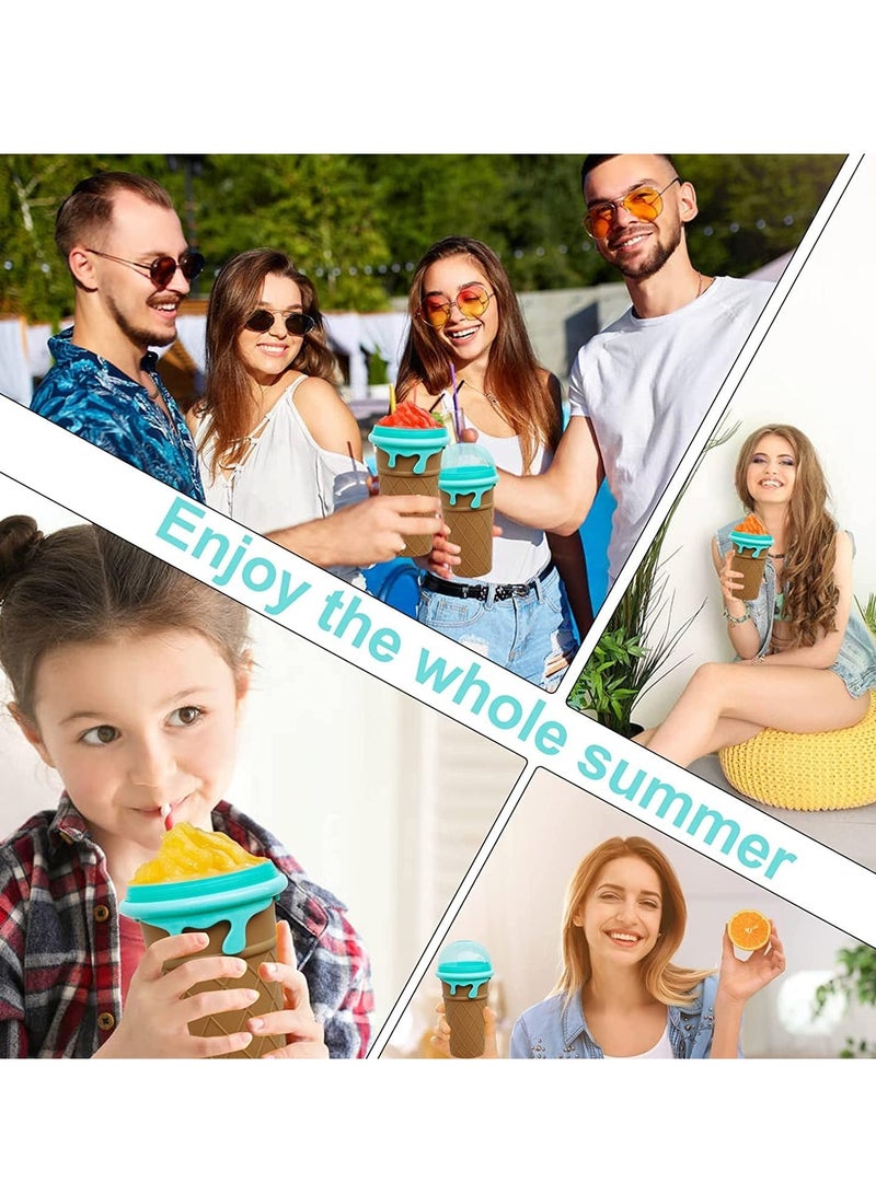 Slushie Maker Cup Magic Frozen Squeeze Ice Cup DIY Instant Icy Frozen Drinks in Moments Magic Quick Frozen Smoothies Cup Cooling Maker Cup Double Layer Silicone Slushies Squeeze Cup (Brown 16.9oz) - Image 5