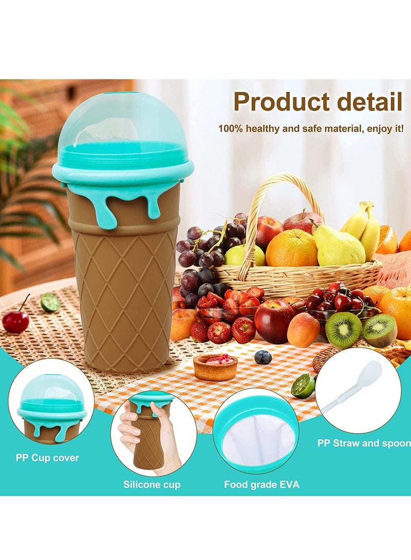 Slushie Maker Cup Magic Frozen Squeeze Ice Cup DIY Instant Icy Frozen Drinks in Moments Magic Quick Frozen Smoothies Cup Cooling Maker Cup Double Layer Silicone Slushies Squeeze Cup (Brown 16.9oz) - Image 2