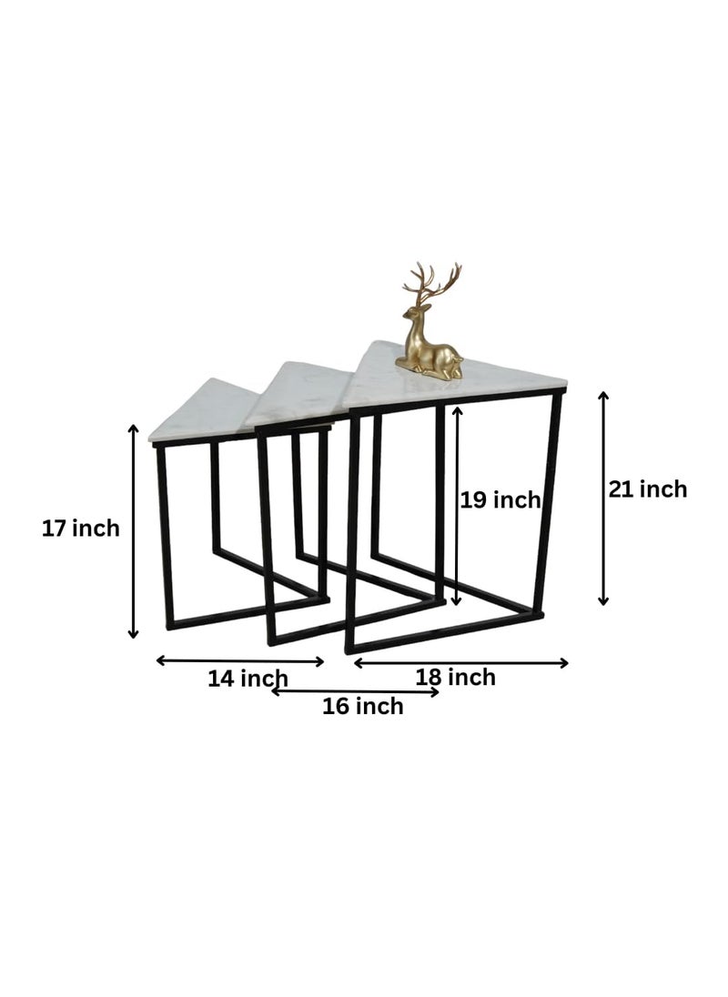 Generic R N Marble Handicraft 3D Modern Three Corner Side Table 3 Pcs Set for Living Room Bedroom  - Image 3