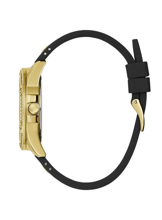 Guess Women’s Watch GW0536L3 | Gold Dial with Black Silicone Strap - Image 4