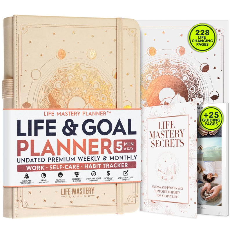 Freedom Mastery Life Mastery Planner - A 12 Month Journey to Crush Your Goals, Increase Productivity, Passion, Success & Happiness - Weekly & Monthly Life Planner, Habit-Tracker, Gratitude Journal & Organizer, A5 - Image 1