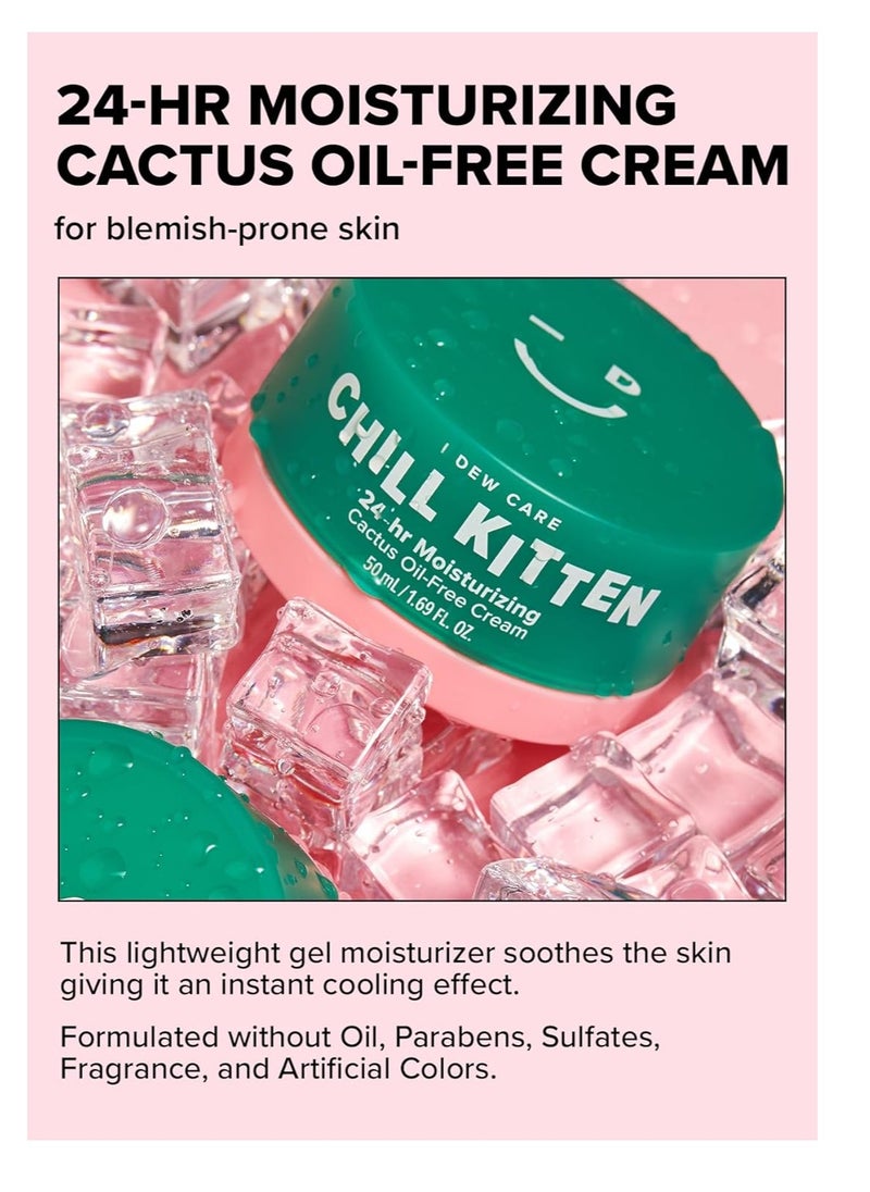 I DEW CARE I DEW CARE Heartleaf Face Cream - Chill Kitten | Moisturizer with Moringa Seed, Prickly Pear, Aloe Vera Gel, Cactus Oil-Free, Glass Skin Look, Daily Use, for Dry Skin, Skin Barrier Repair, 1.69 FL Oz  - Image 3