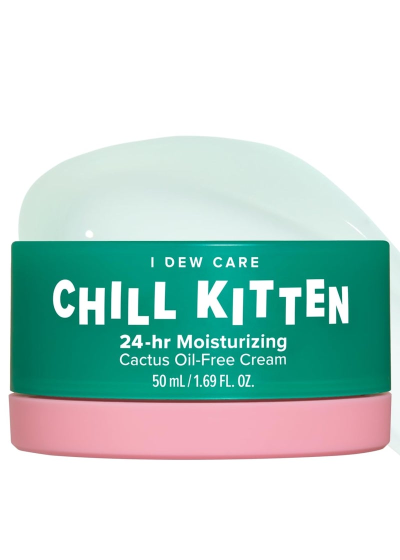 I DEW CARE Heartleaf Face Cream - Chill Kitten | Moisturizer with Moringa Seed, Prickly Pear, Aloe Vera Gel, Cactus Oil-Free, Glass Skin Look, Daily Use, for Dry Skin, 1.69 FL Oz - Image 1