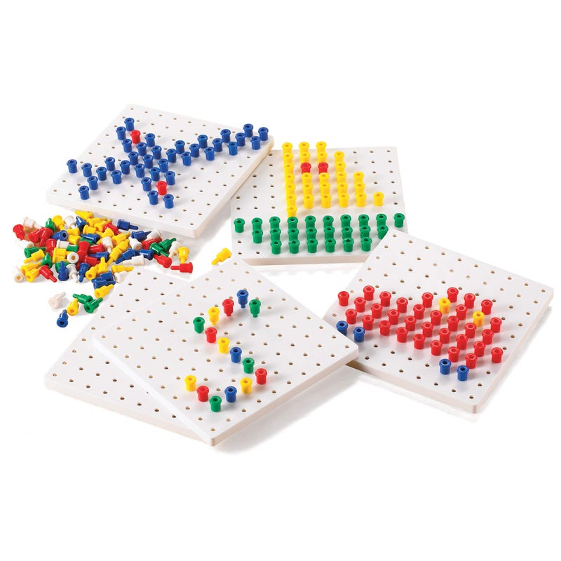 Learning Advantage CTU39470 Pegs and Peg Board Set, 5 Boards, 1000 Pegs (Pack of 1005) - Image 1