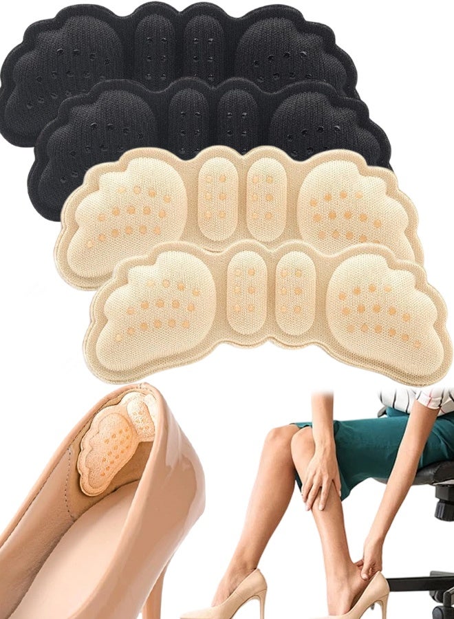 2 Pairs Loose High Heels Protector, Heel Pads Heel Liner Grips Foam Filler Heel Inserts Loose High Shoe Protective Cushion for Women Men Prevent Slips (Black, Skin ) - Image 1