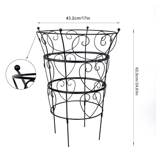 Goooxim Large Obelisk Trellis Peony Cage 24.6x17 Inches - Premium Metal Plant Support for Outdoor Gardens, Easy Assembly, Sturdy Design, Perfect for Climbing Plants - Image 2