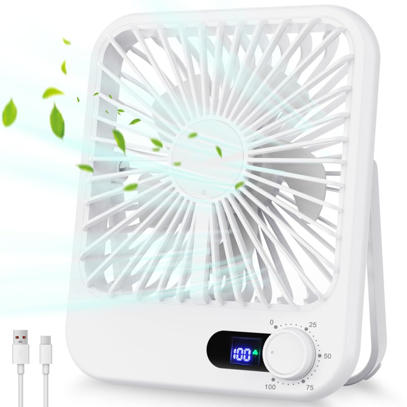Cooperwin Travel Fan for Sleeping 68 Small Portable Fan Rechargeable Battery Powered 100 Speeds Personal Mini Desk Fan for Office Bedroom Cruise Ship Beach Vocation Travel Essentials White