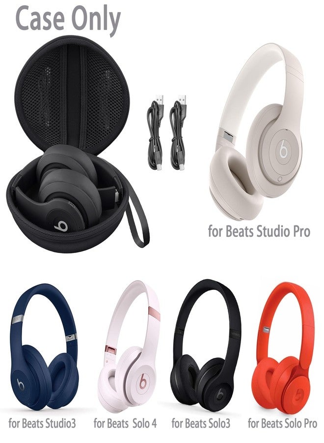 co2CREA for Beats Studio Pro / Studio3 / Solo4 / Solo3 Headphones, Hard Travel Case Compatible with Beats Wireless On-Ear Headphones (Black Case) - Image 2