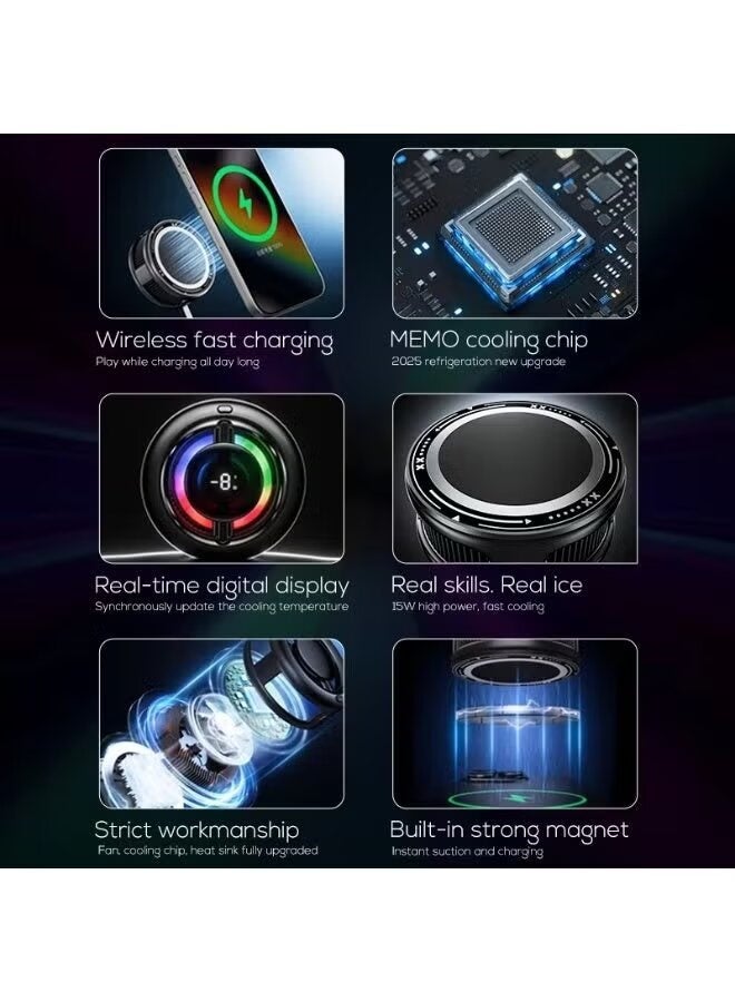 Memo شاحن لاسلكي مغناطيسي CX19 – شحن سريع 15 واط مع مروحة تبريد وشاشة رقمية كبيرة للهواتف الذكية، AirPods والأجهزة USB – شحن محمول وآمن وفعال - Image 4