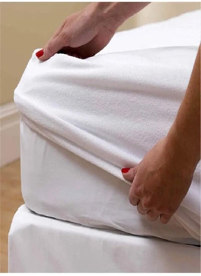 Rahalife Rahalife Waterproof Mattress Protector – Cotton Blend, White, 200x200x30 cm, Deep Pocket Fitted Cover  - Image 3