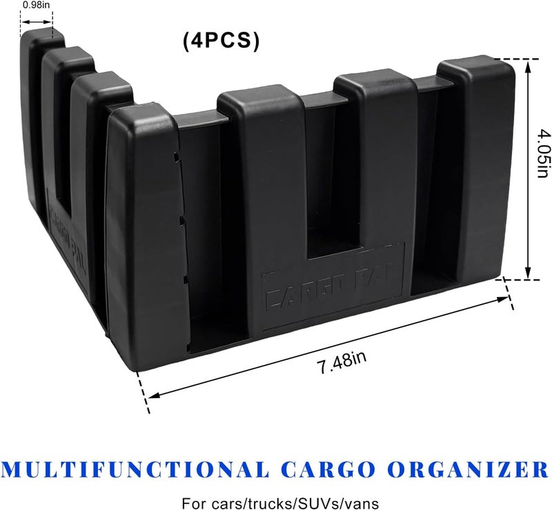 FSTURIOS 4 PCS Multipurpose Cargo Organizer Blocks, Plastic Trunk Storage Organizer Blocks for Felt Carpet, Space Saving Cargo Trunk Divider Adjustable Blocks for Truck SUV Van - Image 2