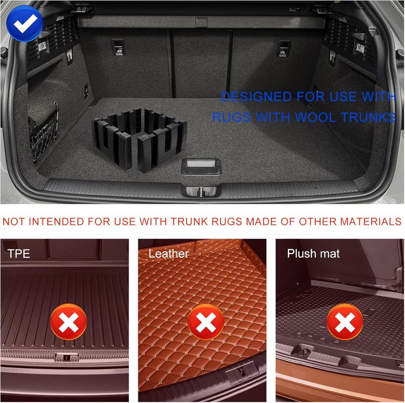 FSTURIOS 4 PCS Multipurpose Cargo Organizer Blocks, Plastic Trunk Storage Organizer Blocks for Felt Carpet, Space Saving Cargo Trunk Divider Adjustable Blocks for Truck SUV Van - Image 3