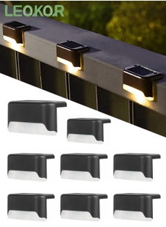 LEOKOR 8 Pack Waterproof LED Solar Deck Light Decor Solar Lights Solar Step Lamp Black  - Image 1