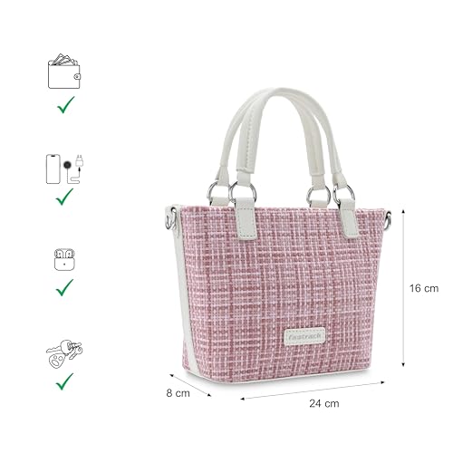 Fastrack Women's Basketweave Satchel | Detachable Adjustable Sling, Top Zip Closure, Inner Utility Pockets, Handheld Option | Textured Fabric Bag | 6 Months Warranty - Image 3