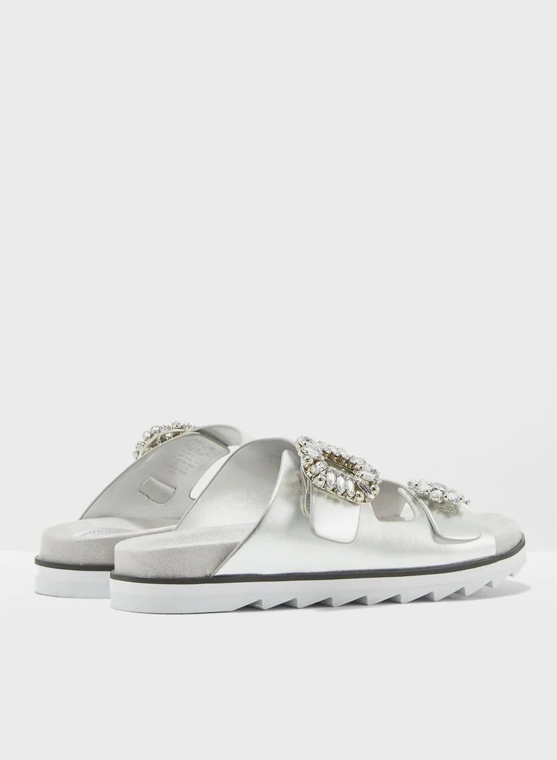 GUESS Two Strap Buckle Slides