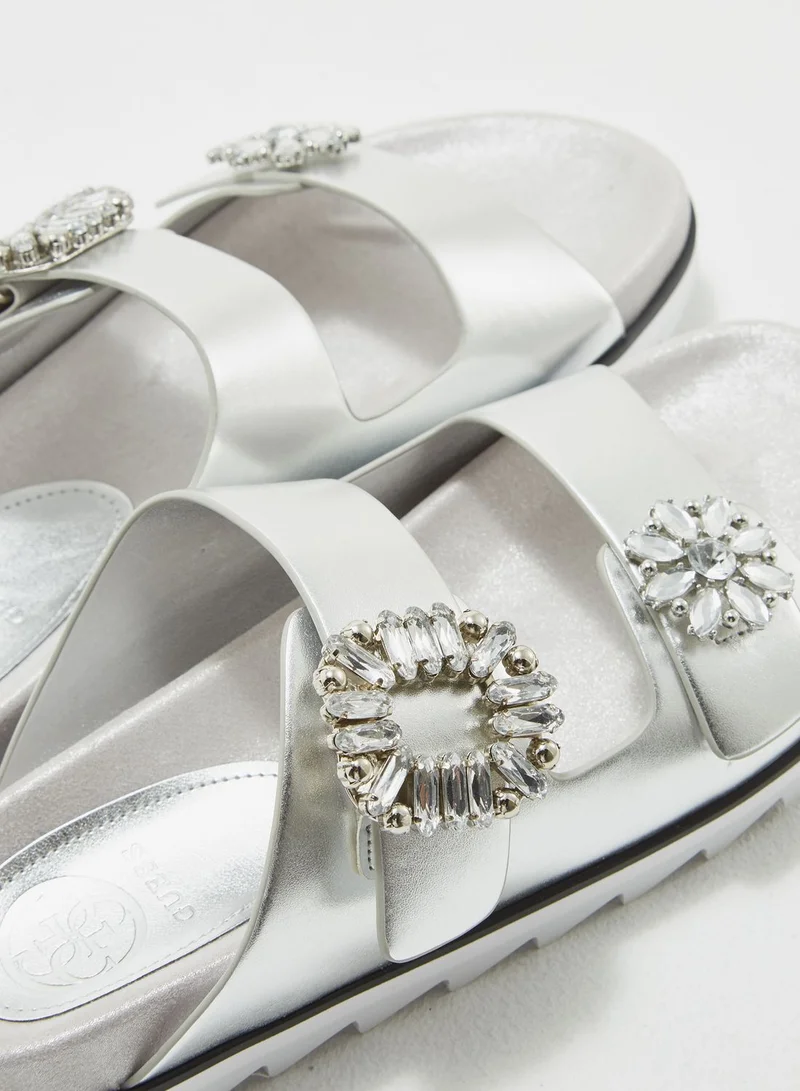 GUESS Two Strap Buckle Slides