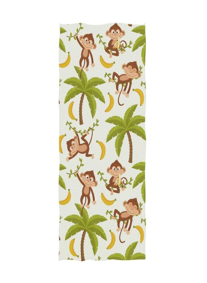 Naanle Cute Cartoon Monkey Trees Pattern Soft Highly Absorbent Large Decorative Hand Towels Multipurpose for Bathroom, Hotel, Gym and Spa (16 x 30 Inches) - Image 1