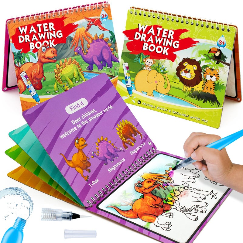 hapray Magic Water Paint Coloring Books for Toddler, Art Toys Age 2-4, Educational Learning Doodle Toy, Gifts for Girl Boy 3 2 1+ Year (Alphabet Transportation 2 Pack) - Image 1