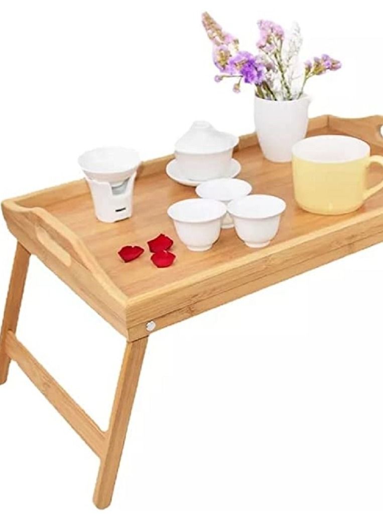 Generic Bed Tray table with folding legs, and breakfast tray Bamboo bed table and bed tray with legs  - Image 3