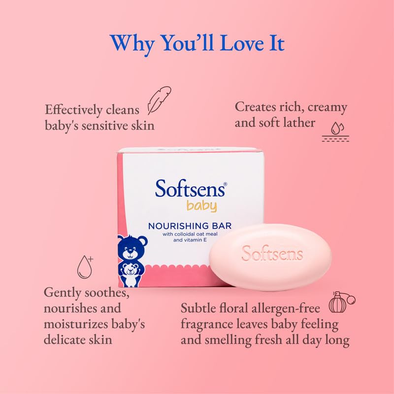 Softsens Baby Nourishing Bar Soap 100g each x 6 (600g) | Deep Nourishing & Gentle Cleansing | With Colloidal Oatmeal & Vitamin E | Dermatologically Tested, Hypoallergenic & Free from Parabens, SLS & SLES - Image 3