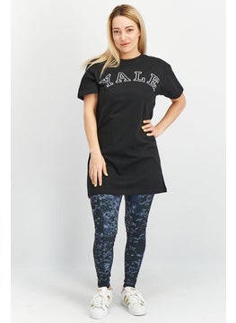 Yale Women Crew Neck Short Sleeve Graphic Top, Black  - Image 3