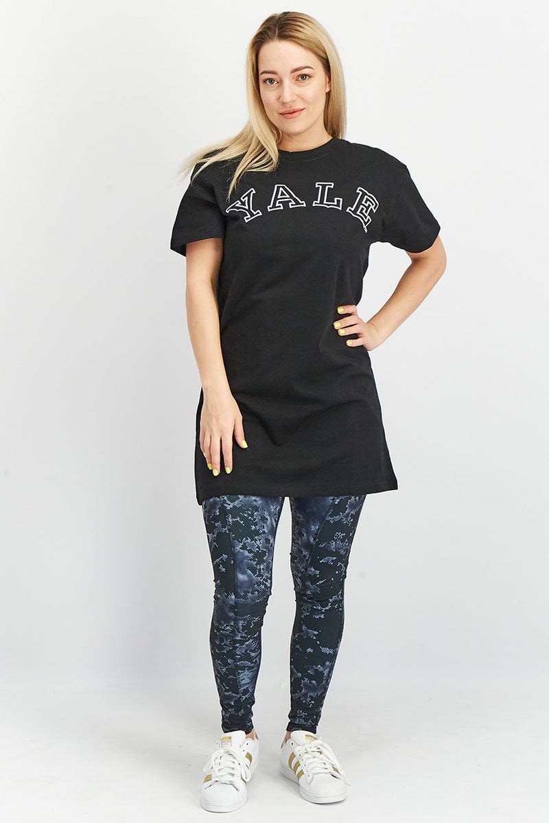 Yale Women Crew Neck Short Sleeve Graphic Top, Black - Image 3