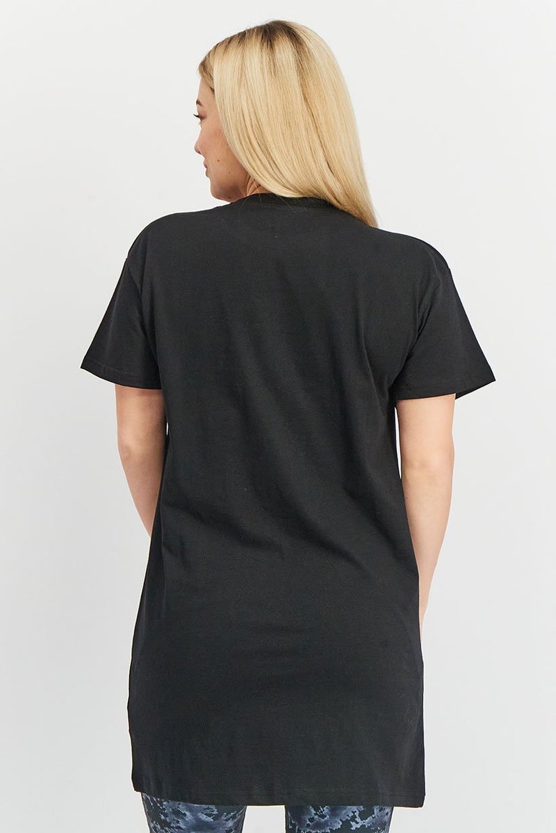 Yale Women Crew Neck Short Sleeve Graphic Top, Black - Image 2