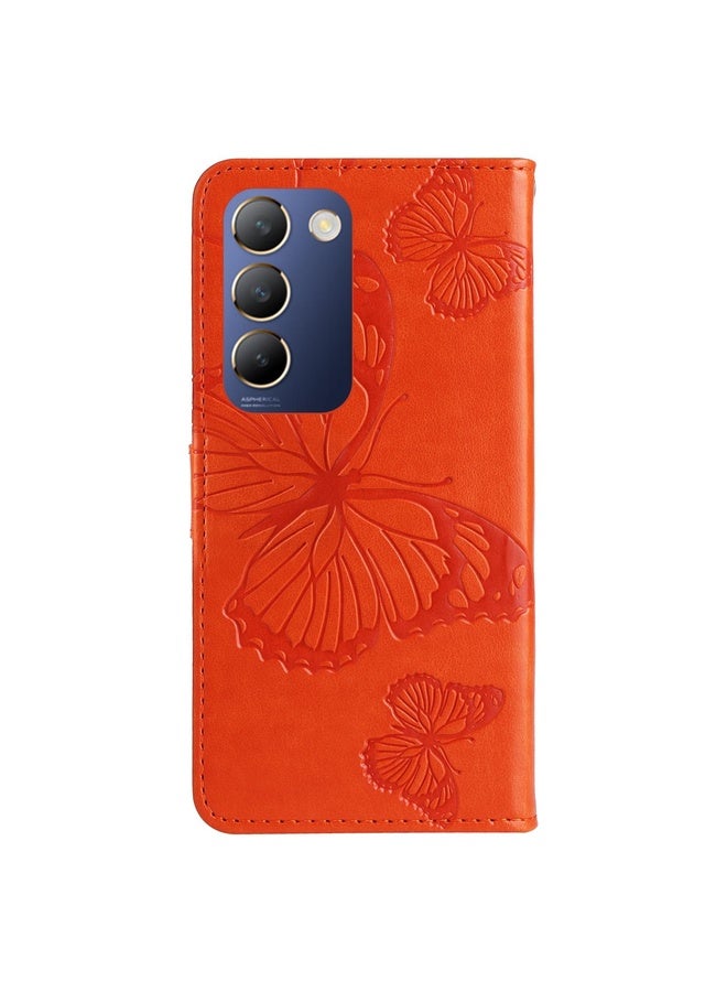 Case Cover For vivo V40 SE 5G / Y100 IDN 3D Butterfly Embossed Flip Leather Phone Case(Orange)